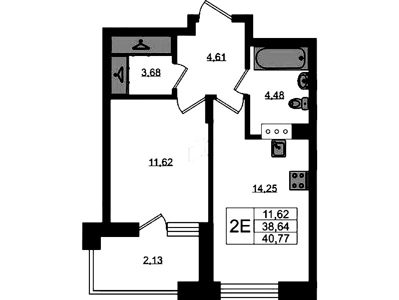 1-комнатная квартира 40.77 м², 9/11 эт., ЖК «VEREN NORT Сертолово»
